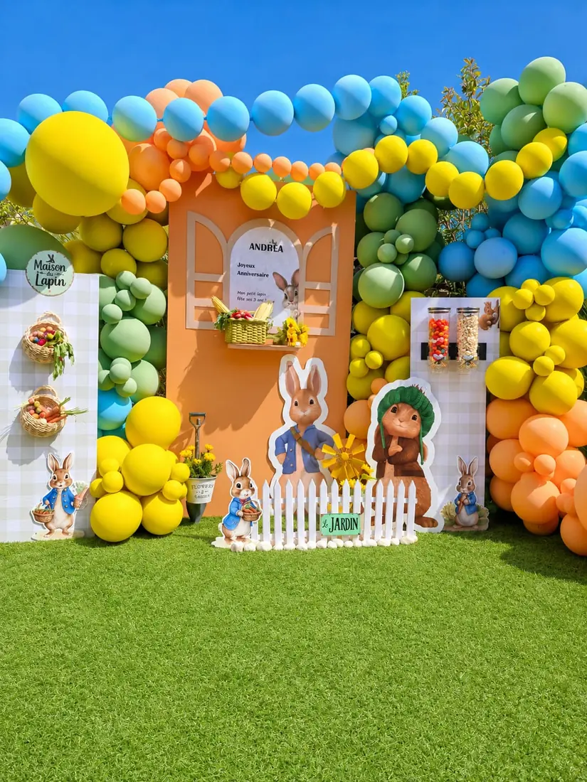 décoration d'anniversaire enfant en Auvergne-Rhône-Alpes par ML Events — thème Pierre Lapin