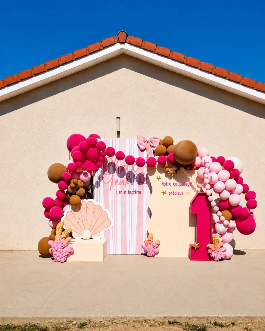 décoration de baptême en Auvergne-Rhône-Alpes par ML Events — thème sirène « Shell Yeah »