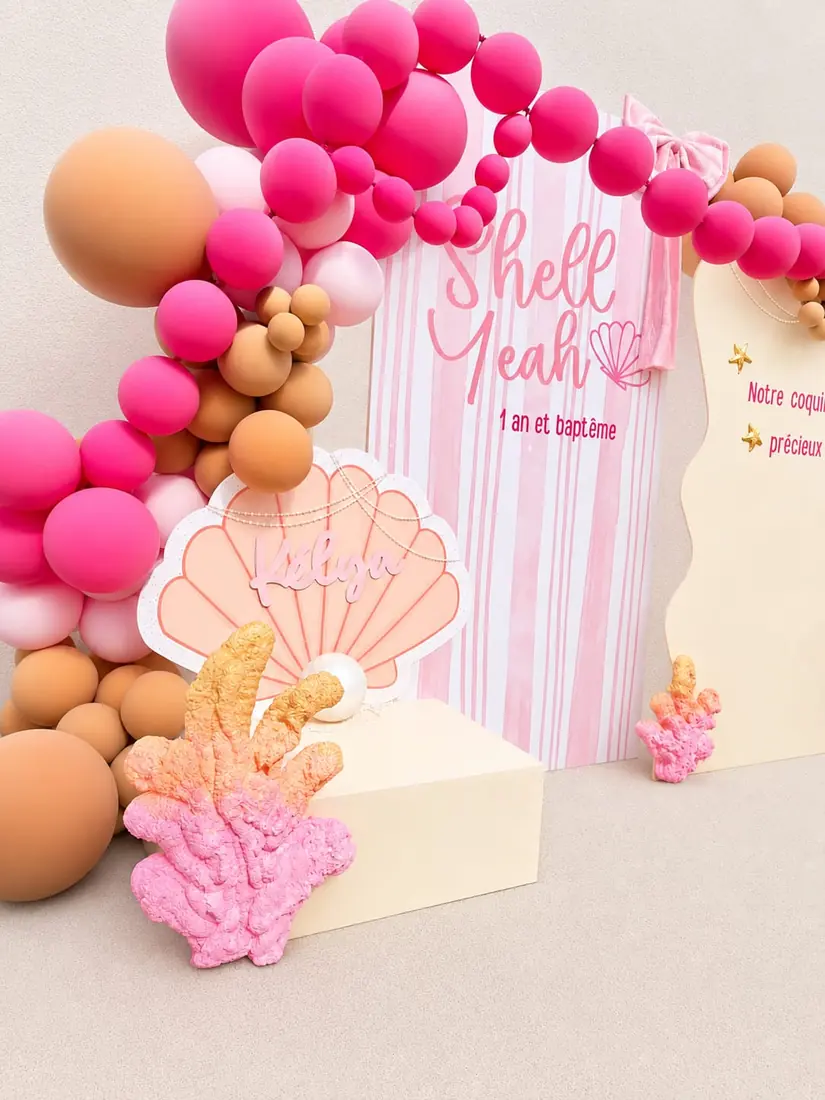 décoration de baptême par ML Events — détail coquillage et perle « Shell Yeah »